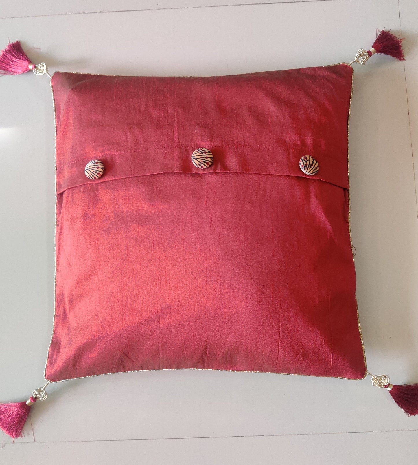 Nargis – Red Floral Velvet Cushion Cover,Printed Floral Velvet Sham,Rust Red Floral Print Cushion Cover,16”,18”,20”,Price/pc