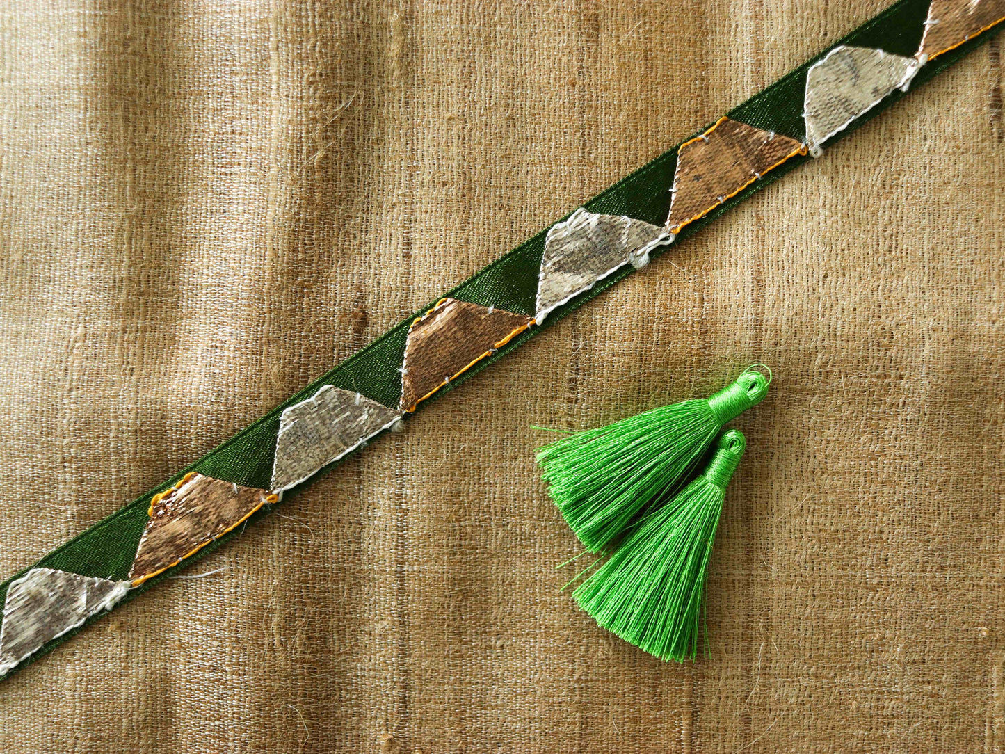 Green Gold Gota Embroidered Trim,Gold Silver Triangle Border,Gota Triangle Lace,Green Bridal Saree Border,Indian Fabric Trim,Price/mtr