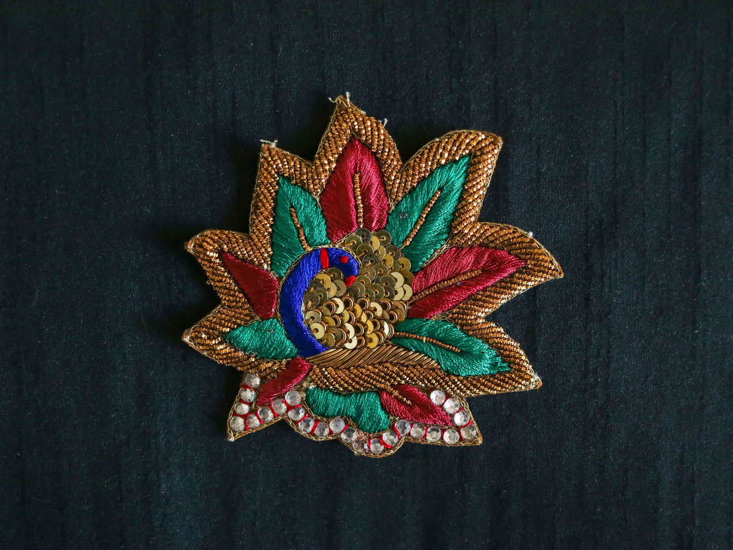 Colourful peacock embroidered patch,Handmade peacock applique,Indian bird patch,Sew on Applique,DIY Patch