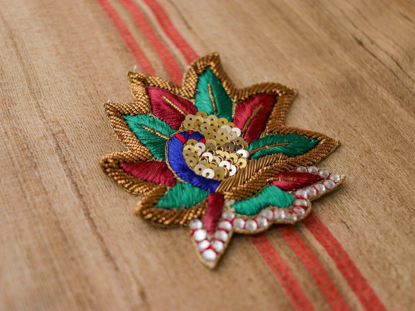 Colourful peacock embroidered patch,Handmade peacock applique,Indian bird patch,Sew on Applique,DIY Patch