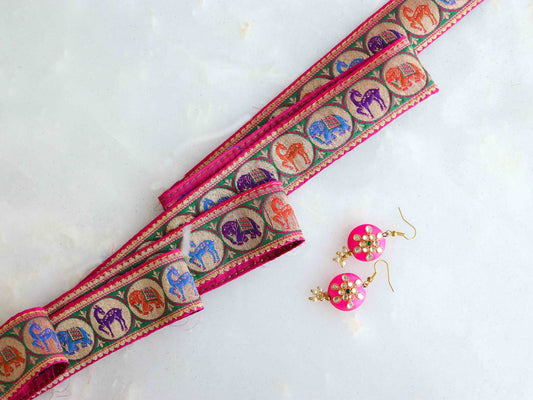 Deer Elephant Banarasi Brocade Trim,Indian Brocade Lace,Animal Banarasi Border,Animal Designer Saree Border,Price/mt