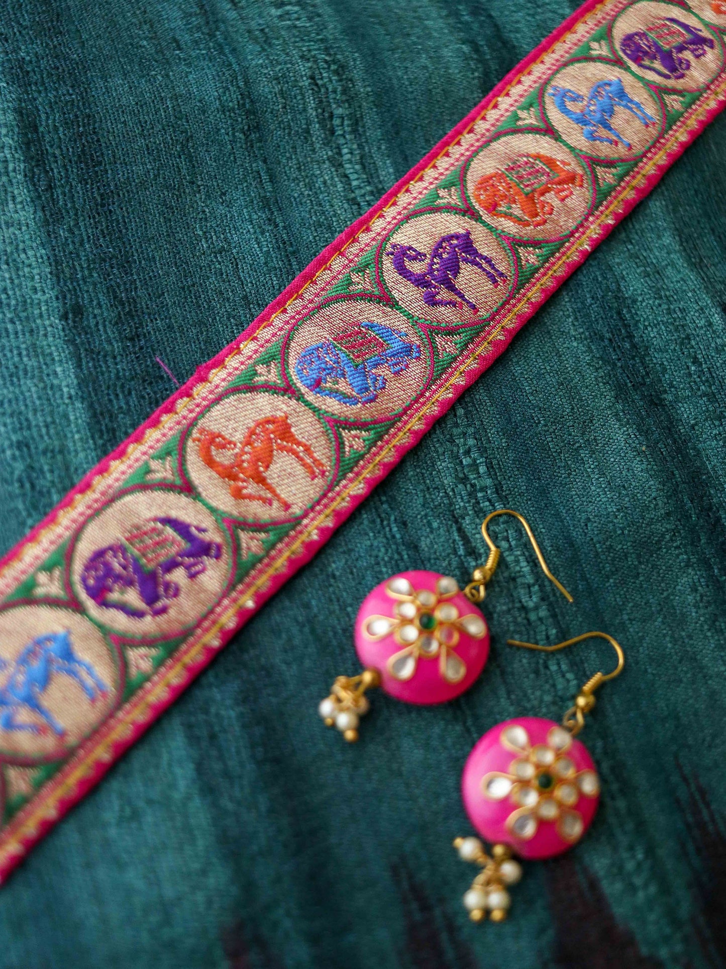 Deer Elephant Banarasi Brocade Trim,Indian Brocade Lace,Animal Banarasi Border,Animal Designer Saree Border,Price/mt