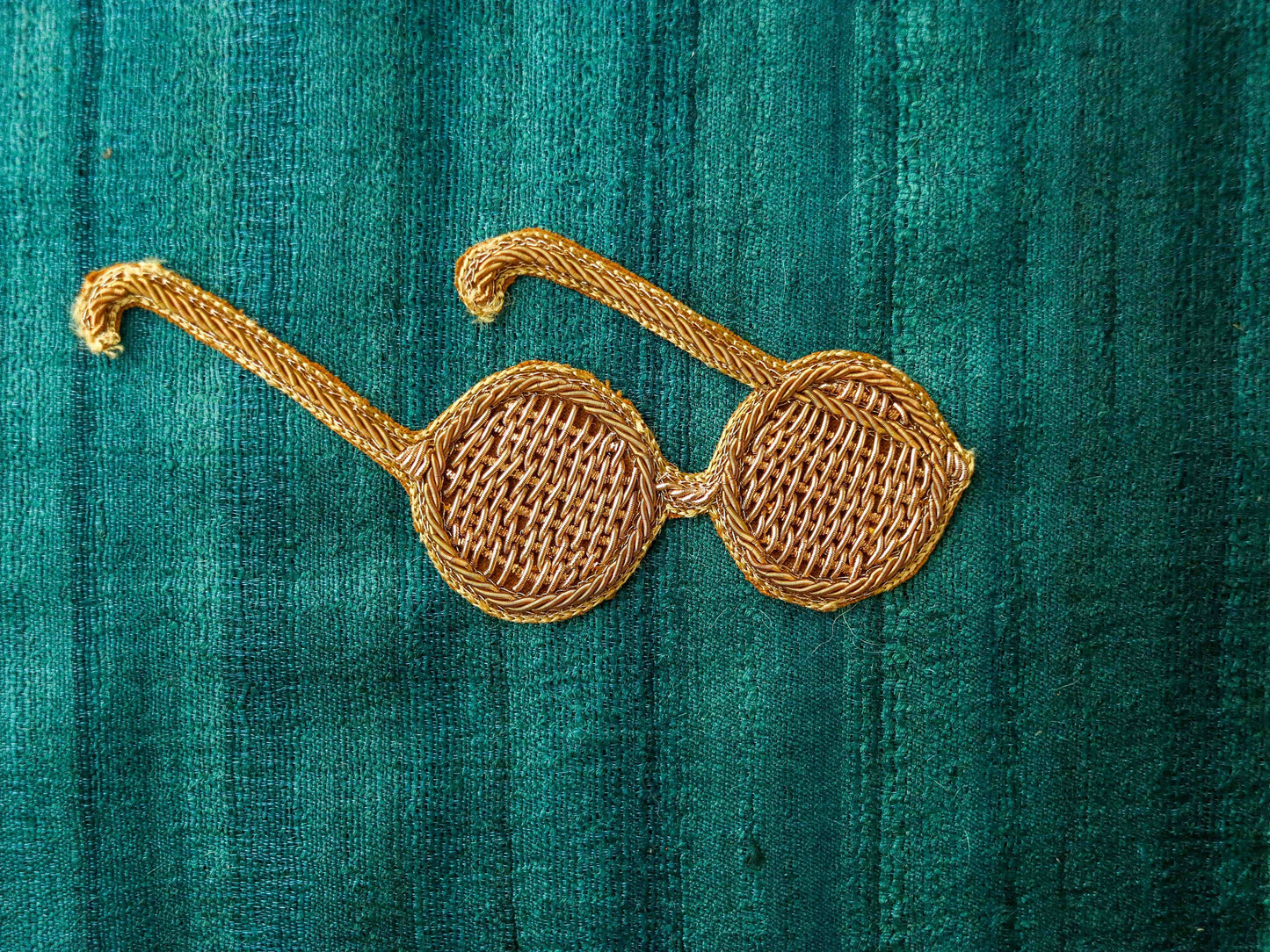 Golden Spectacles Quirky Embroidered Patch,Handmade Eyeglasses embroidered patch,Gandhi Beatles specs patch,DIY Patch