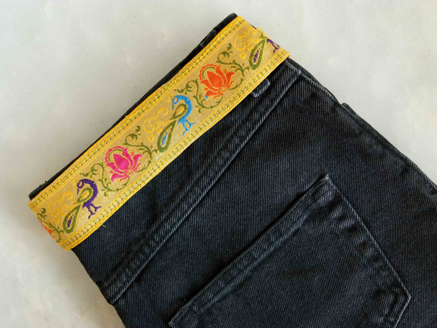 Yellow Peacock Banarasi Brocade Trim,Indian Brocade Lace,Yellow Banarasi Border,Peacock Floral Trim,Designer Saree Border,Price/mt