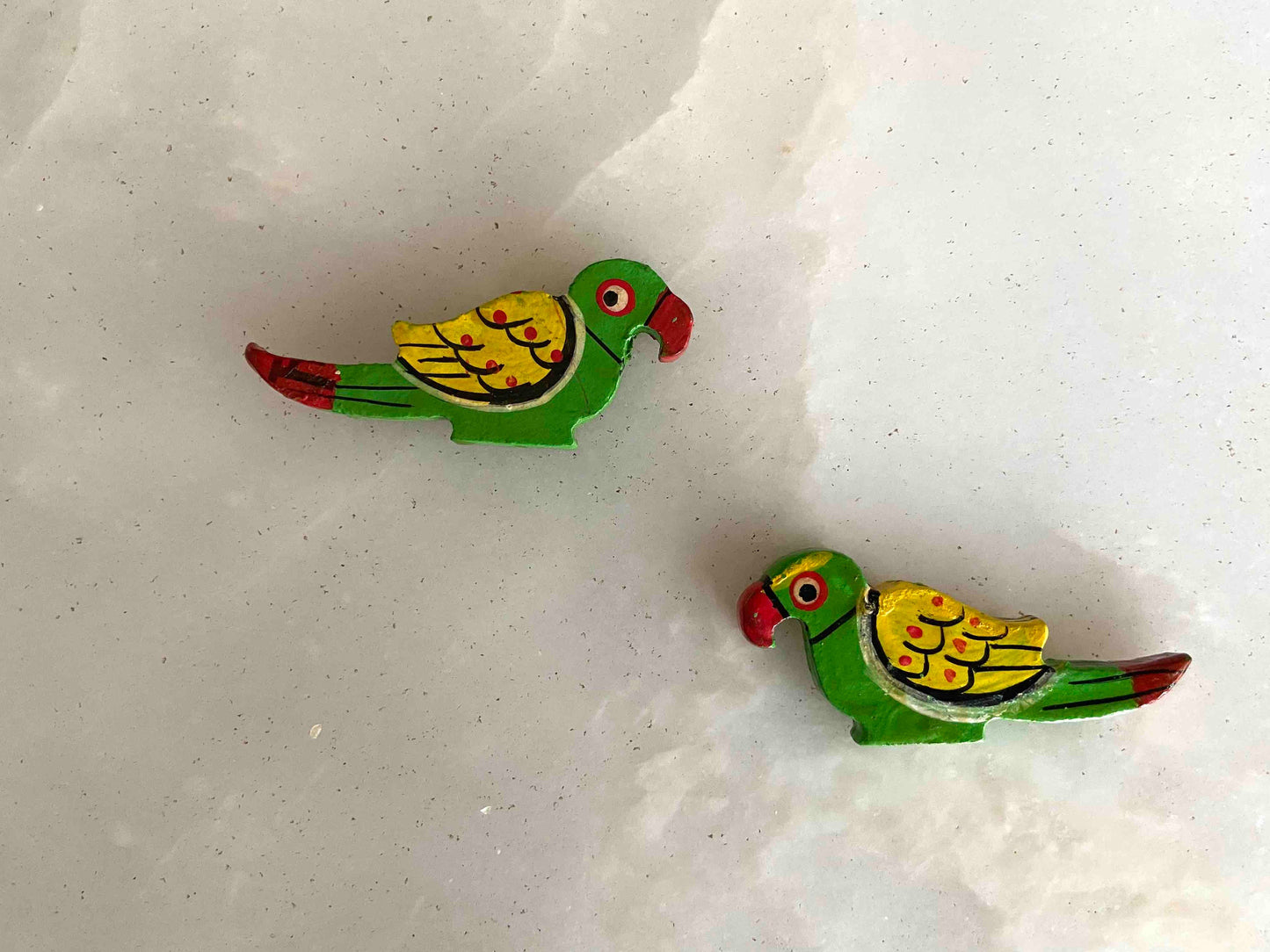 Wooden Parrot Buttons,Green Parrot Charms,Double Sided Charms,Sherwani Tote Bag Button,Boho Quirky Bird Shape Buttons