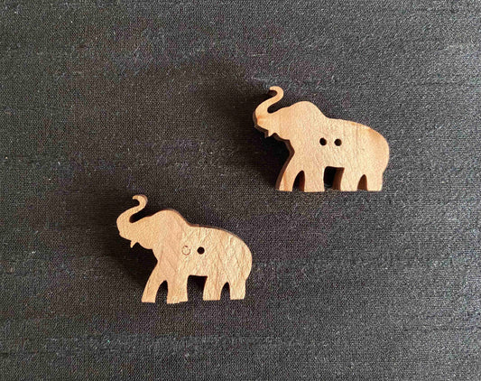 Wooden Elephant Buttons,Beige Elephant Charms,Sherwani Button,Boho Quirky Animal Shape Buttons