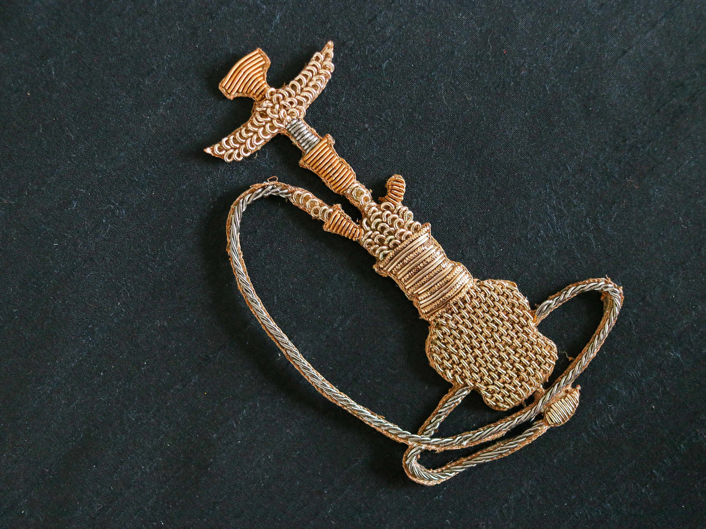Quirky Gold Hookah Embroidered Patch,Handmade embroidered applique,Golden Smoking Shisha Patch,Sew on applique,DIY Patch