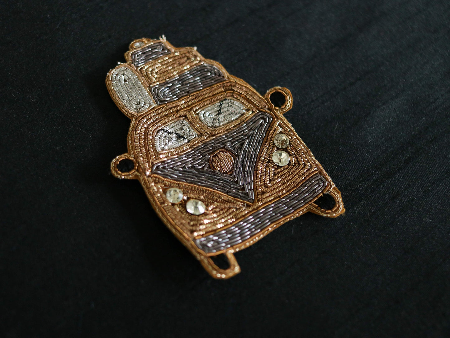 Vintage Van Quirky embroidered patch,Handmade Golden Car Vehicle applique,Boho patch,Holiday Travel Costume Denim Sew on DIY Patch