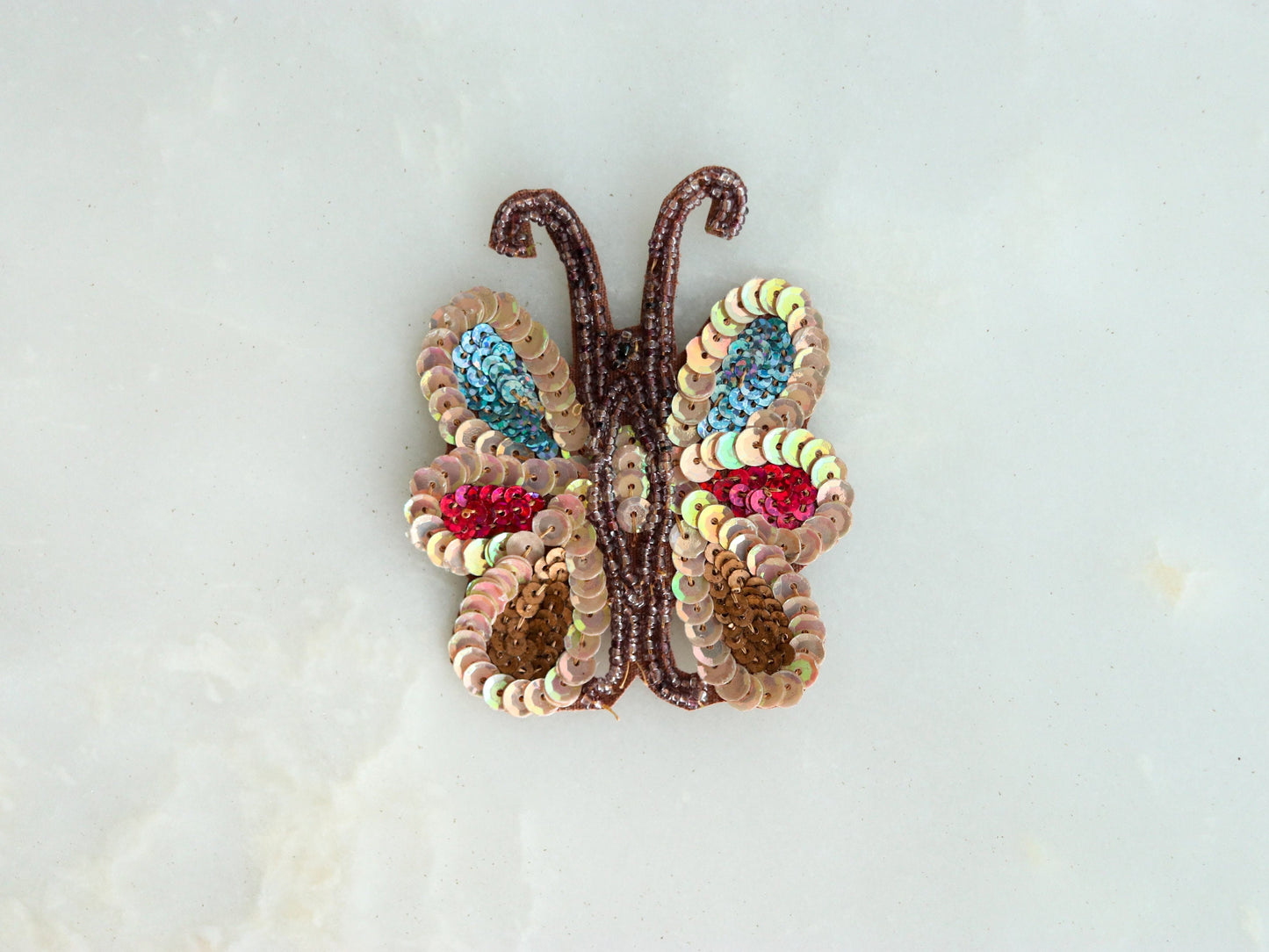 Golden Sequin Butterfly Embroidered Patch,Handmade Colourful Sequin Beaded Insect Applique,Boho Quirky Insect Patch,DIY Patch