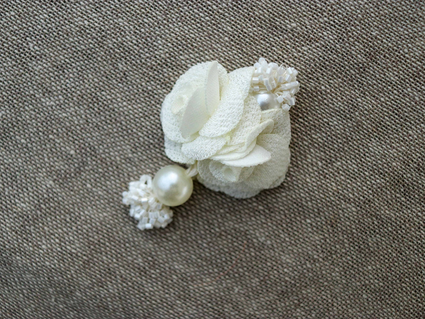 White Floral Beaded Buttons,Handmade White Rose Fabric Buttons,Floral Charms,Jacket Tote Bag Sherwani Buttons,2 pcs