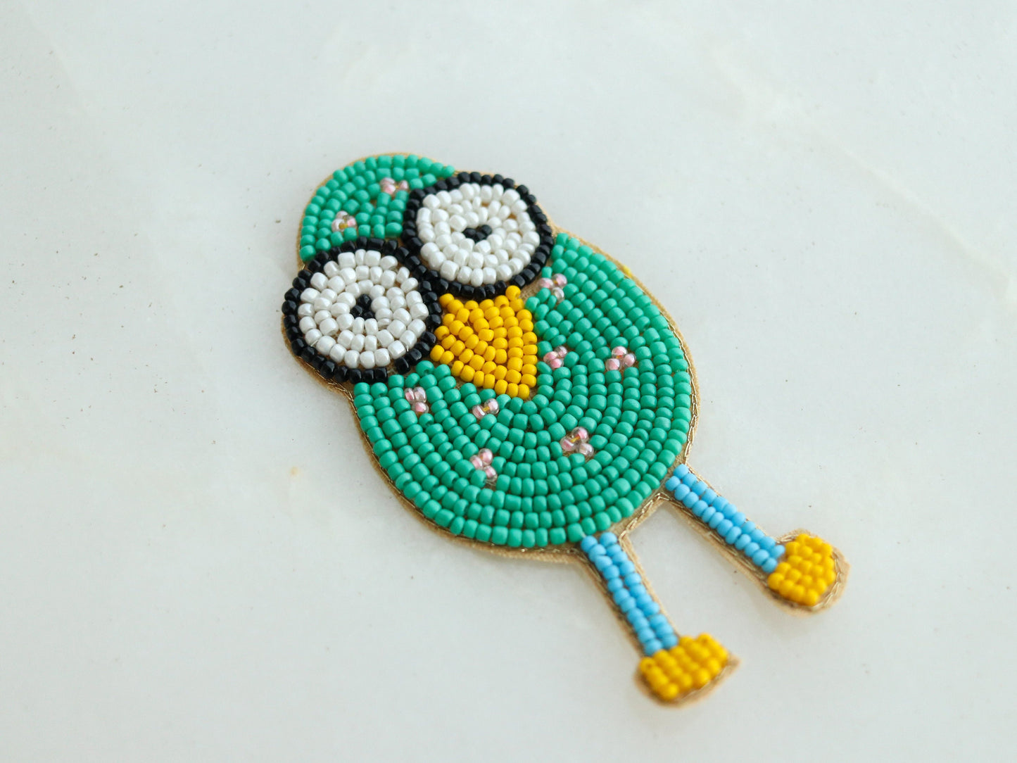Quirky Green Beaded Duck patch,Handmade Bird applique,Green Bead Duckling bird patch,Boho Bird Patch,DIY Patch