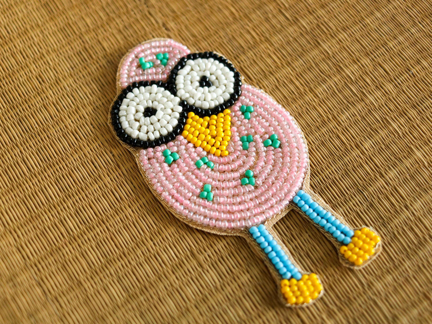 Quirky Pink Beaded Duck patch,Handmade Bird applique,Pink Bead Duckling bird patch,Boho Bird Patch,DIY Patch