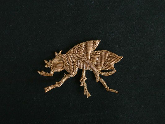 Quirky Gold Embroidered Bee Patch,Handmade bee applique,Boho Gold Insect Patch,Denim Patch,Sew on applique,DIY Patch