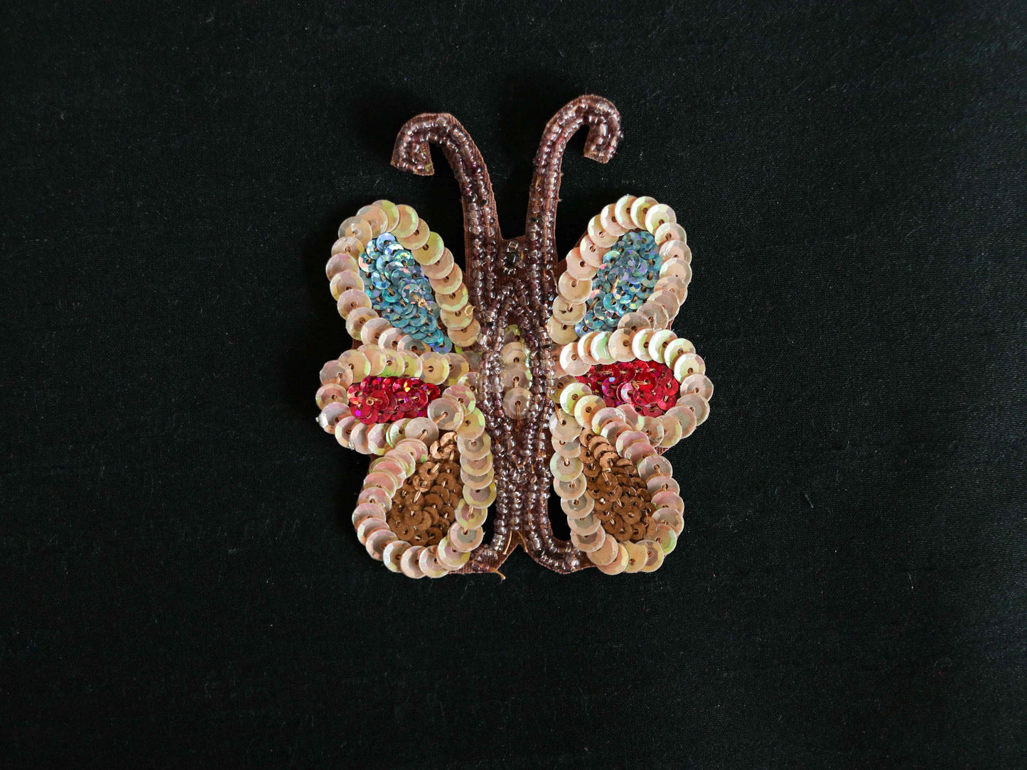 Golden Sequin Butterfly Embroidered Patch,Handmade Colourful Sequin Beaded Insect Applique,Boho Quirky Insect Patch,DIY Patch