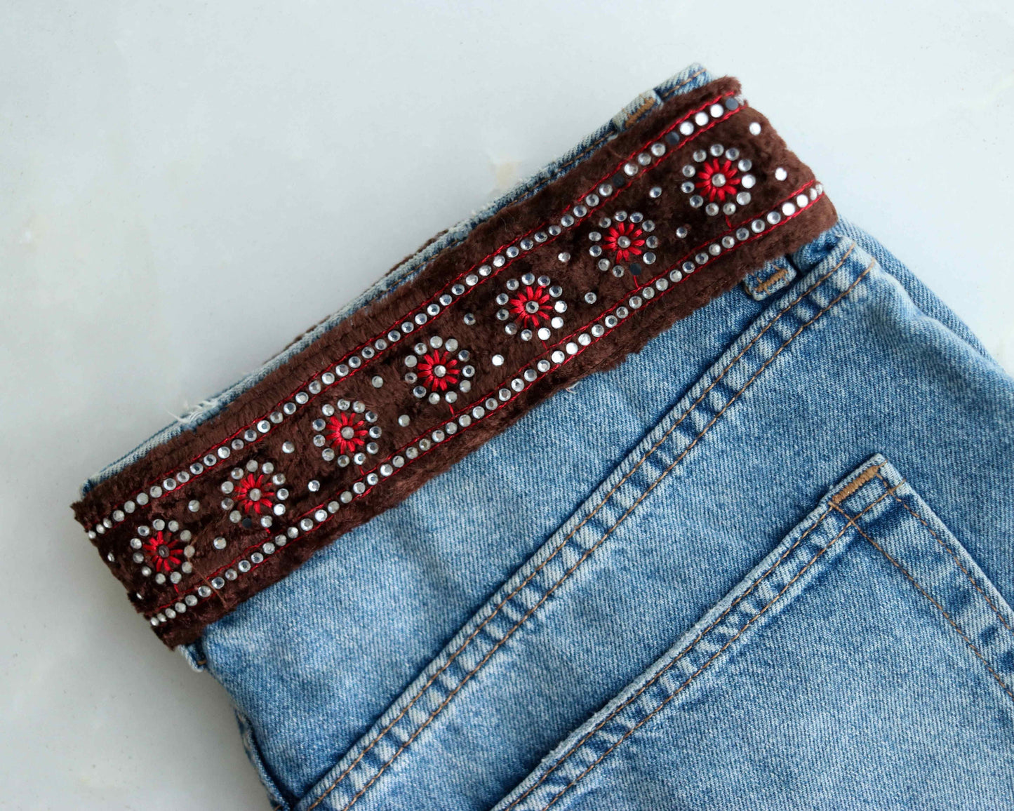 Brown Floral Velvet Embroidered Trim,Brown Red Diamante Border,Indian Fabric Brown Velvet Floral Lace,Brown Saree Border,Price/mtr