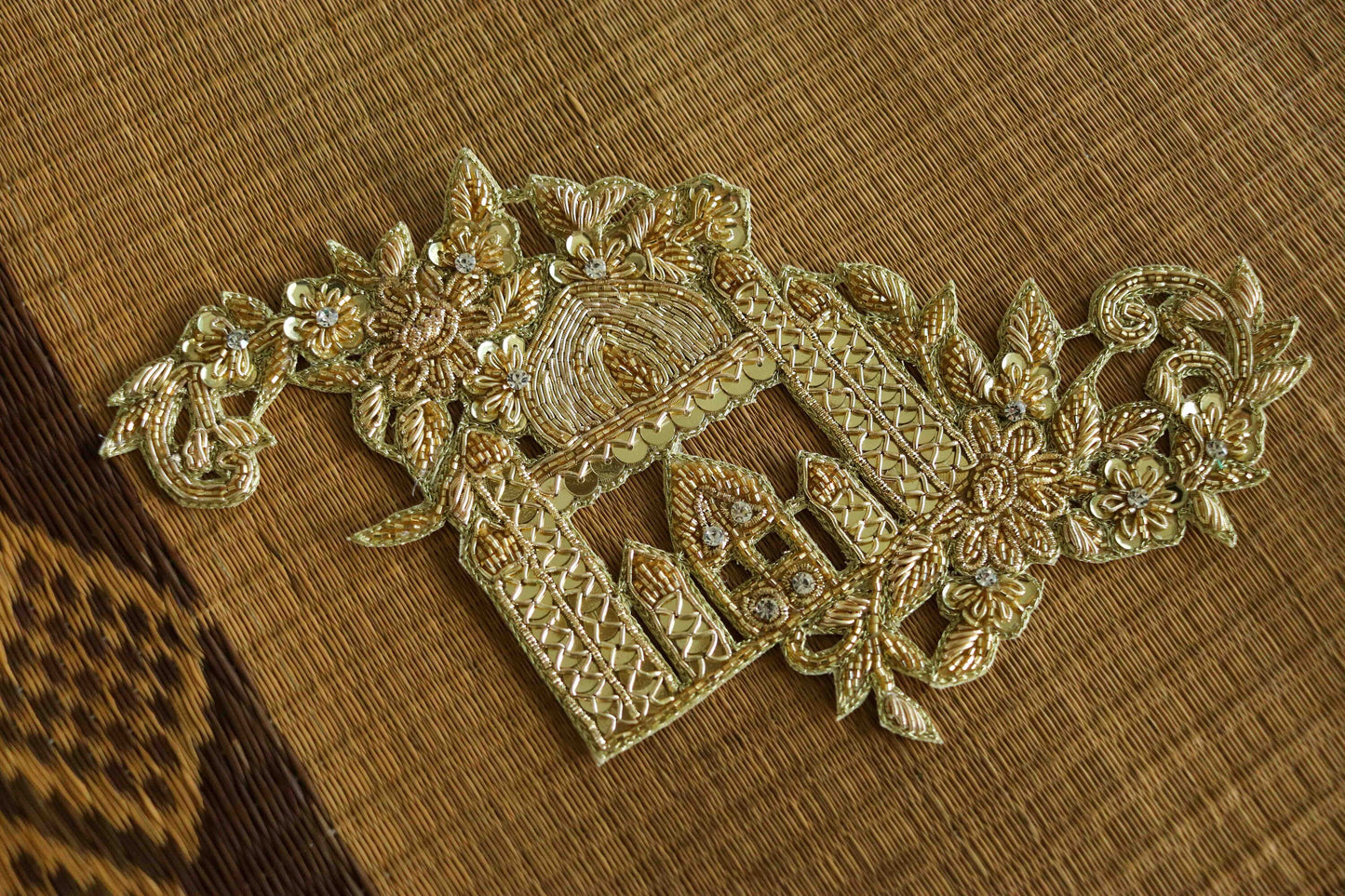 Golden Palace Embroidered Patch,Handmade Taj Mahal Applique,Royal Palace Golden Cutwork Patch,DIY Costume Dress Patch