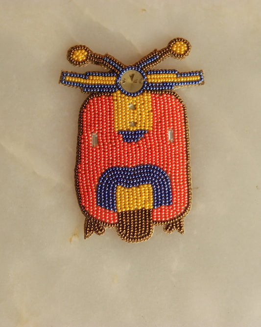 Orange Scooter beaded embroidered patch,Quirky Handmade scooter applique,Boho patch,Vehicle applique,Costume Denim Patch,Sew on DIY Patch