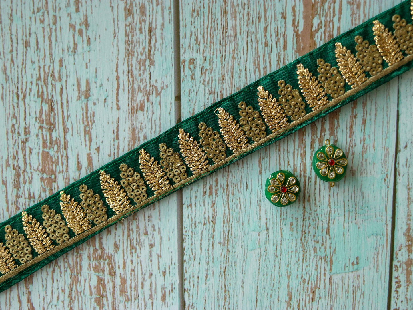 Green Gold Triangle Embroidered Trim,Indian Sequin Border,Black Sequin Lace,Bridal Trim,Fabric Trim,Saree Border,Christmas SupplyPrice/mtr