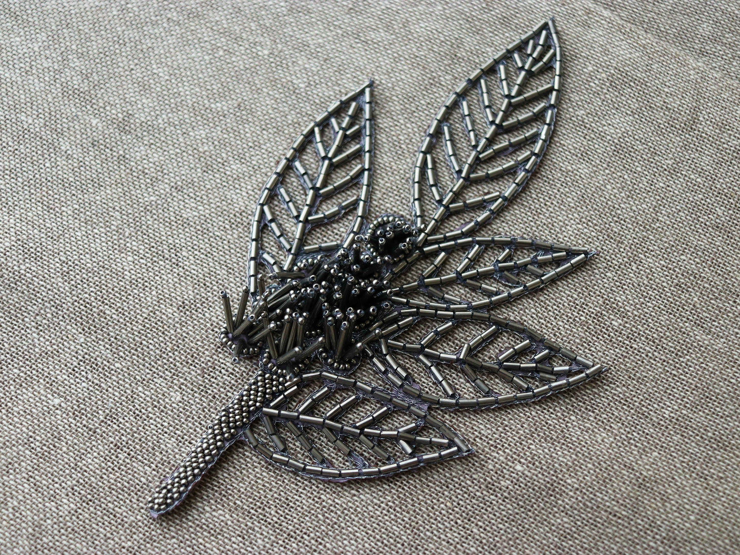 Silver Leaf Cutwork Embroidered Patch,Handmade Old Silver Beaded Leaf Applique, Silver Cutwork Patch,DIY Costume Dress Patch