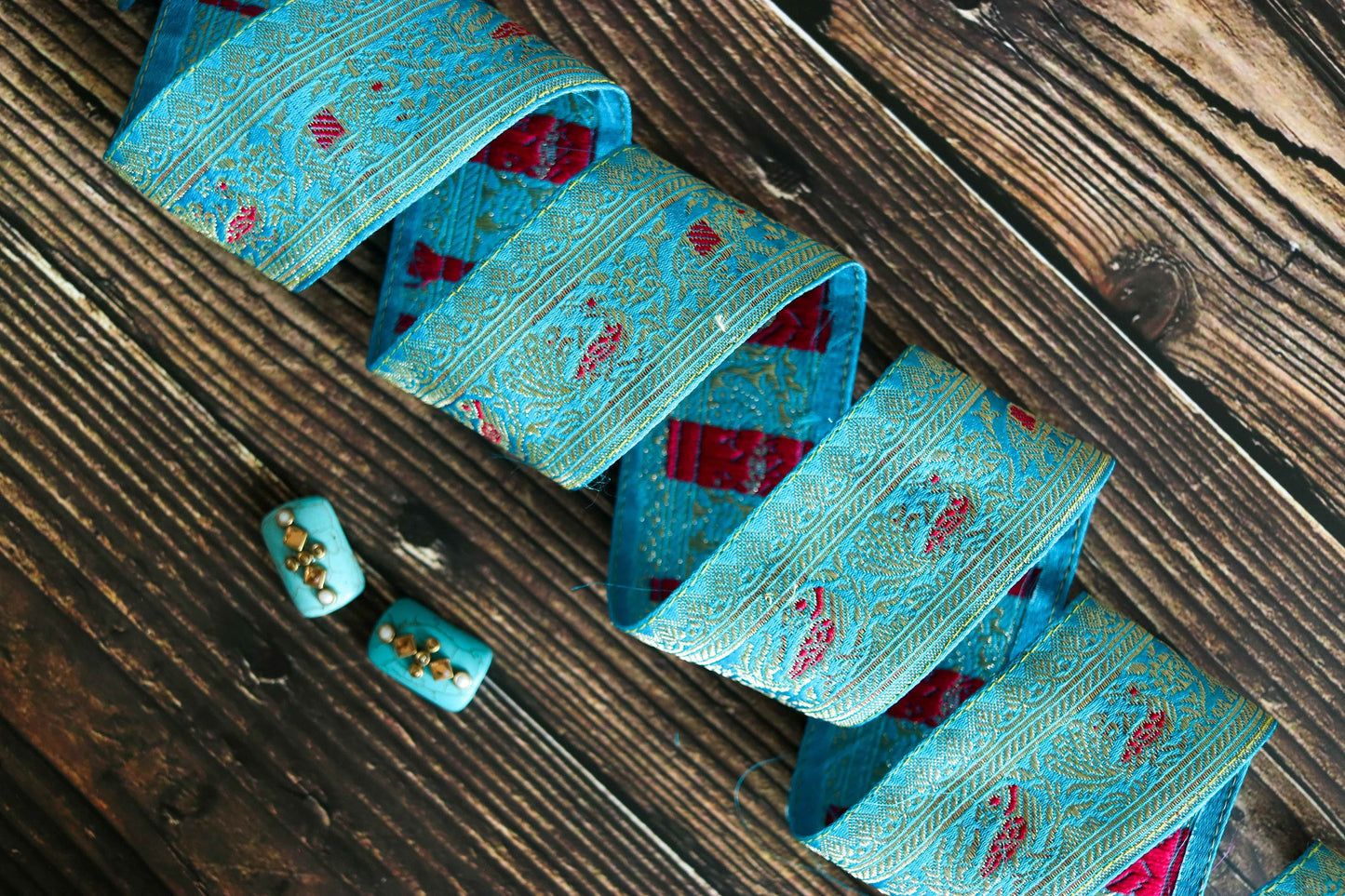 Blue Peacock Elephant Banarasi Trim,Handmade Banarasi Border,Indian Brocade Lace,Designer Bird Blue Saree Border,Price/mtr