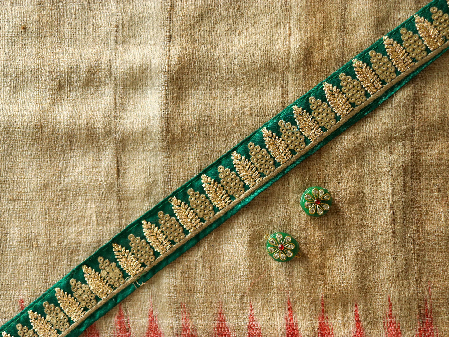 Green Gold Triangle Embroidered Trim,Indian Sequin Border,Black Sequin Lace,Bridal Trim,Fabric Trim,Saree Border,Christmas SupplyPrice/mtr