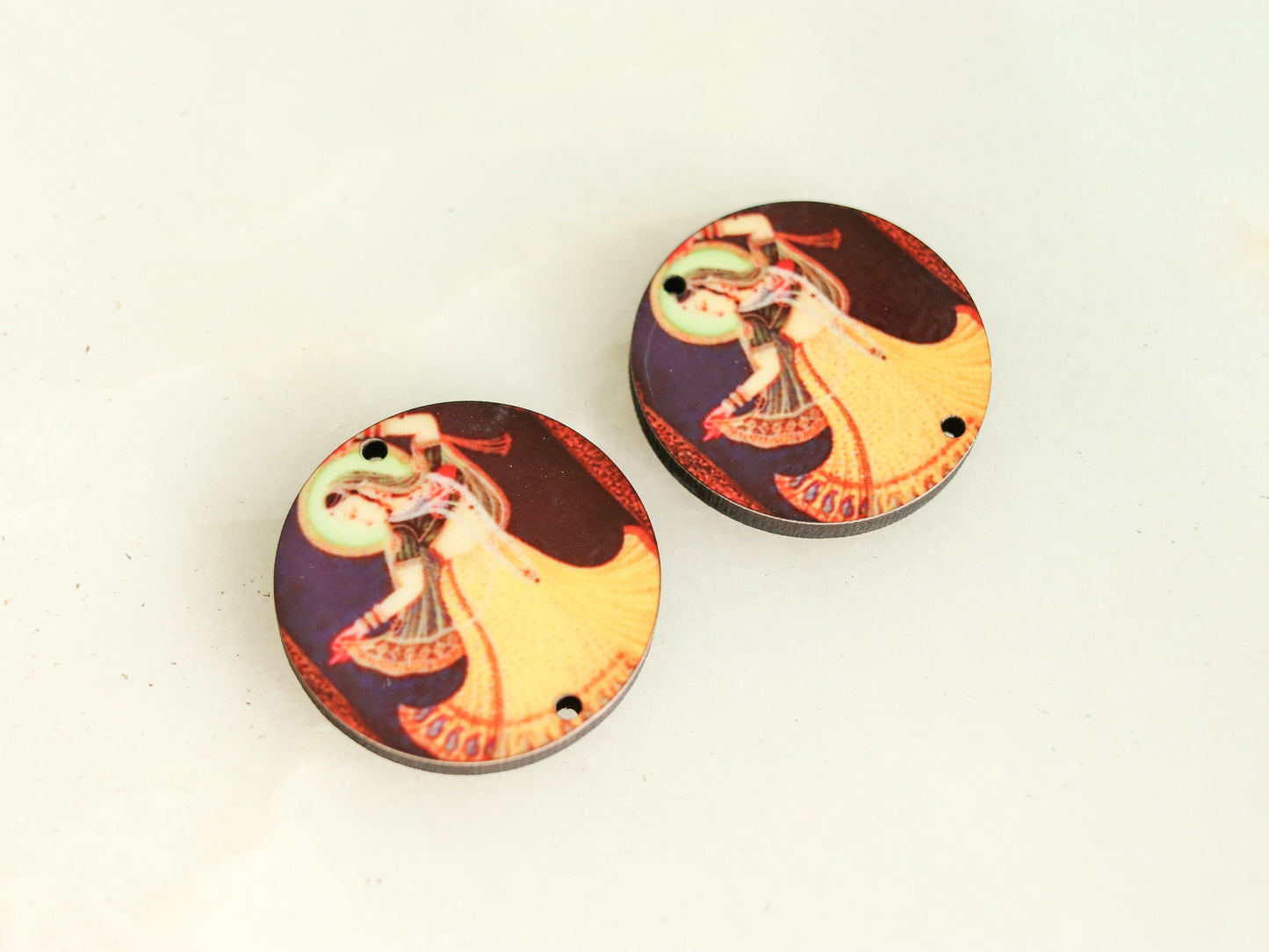 Indian Princess Digital Print Buttons,Royal Print Button, Dancing Princess Print Charm,Indian Jewellery Charm,Exotic Boho Buttons,2 pcs