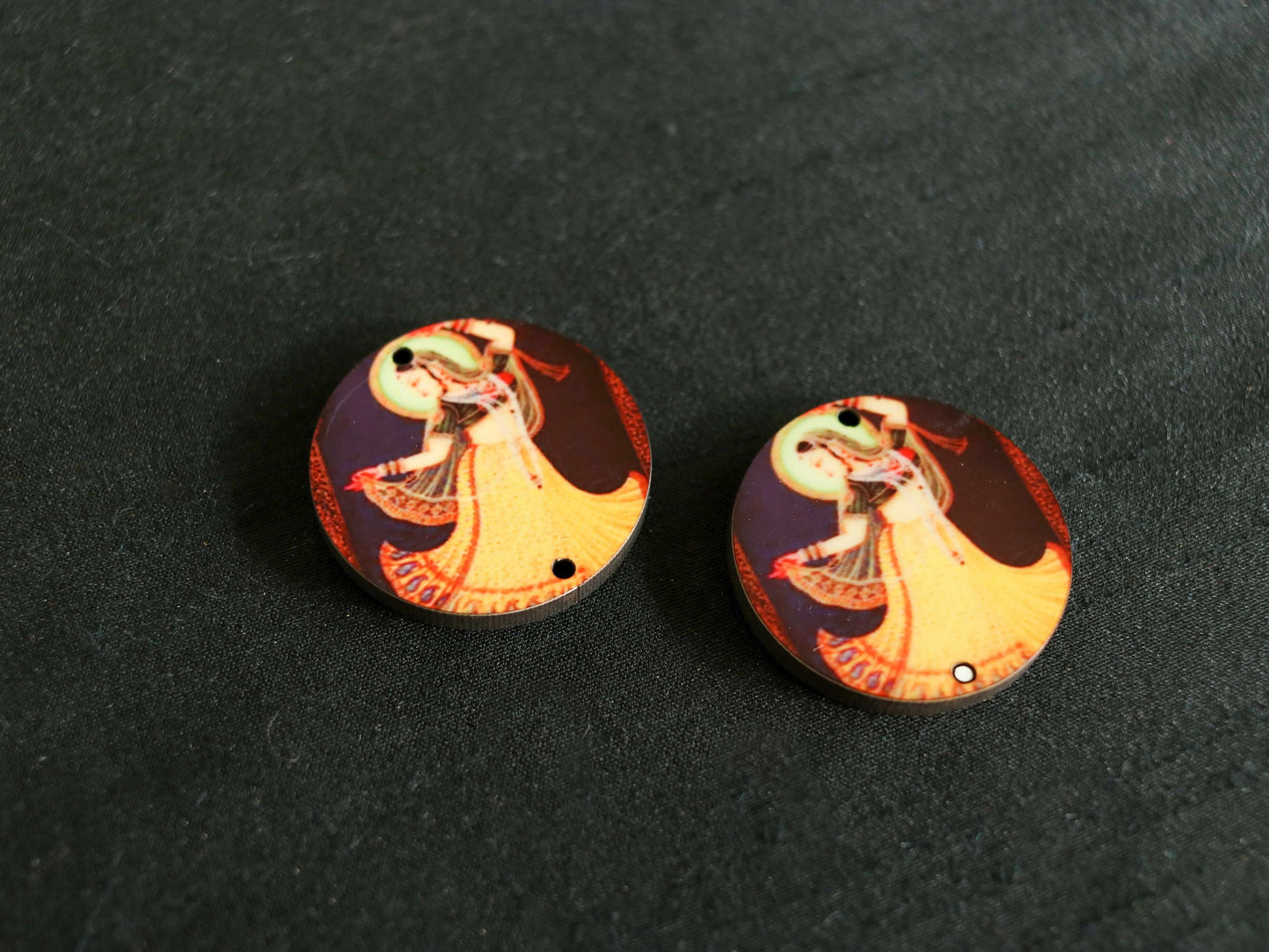 Indian Princess Digital Print Buttons,Royal Print Button, Dancing Princess Print Charm,Indian Jewellery Charm,Exotic Boho Buttons,2 pcs