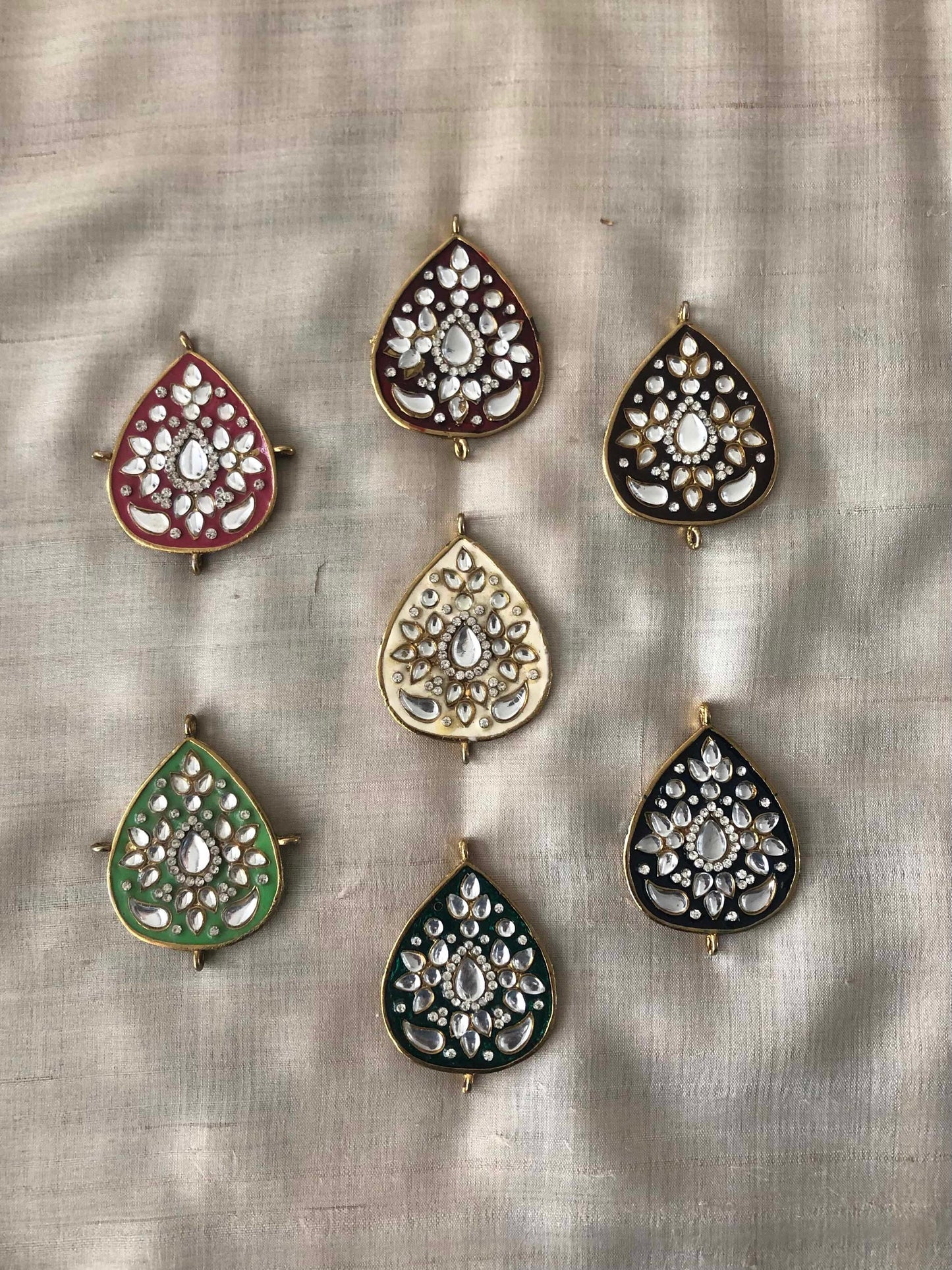 Teardrop Kundan Enamel Buttons,Indian Meenakari Kurta Button,Pink Red Black Green Charm,Indian Jewellery, Paasa Latkan Sherwani Button