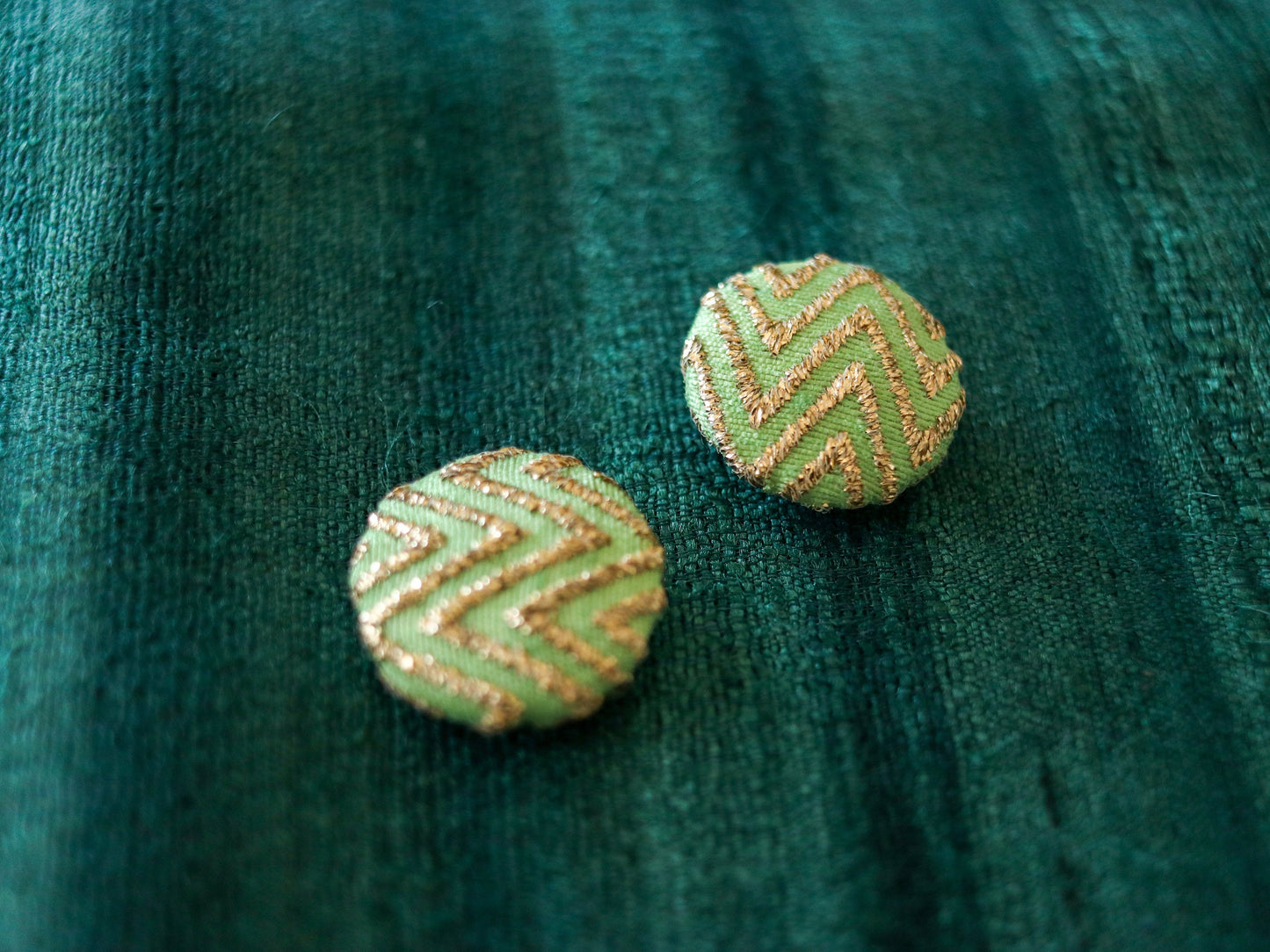 Green Gold Brocade Fabric Button,Handmade Woven Button,Mint Green Gold Charm,Green Gota Button Charm,Sherwani Wedding Button,2 pcs