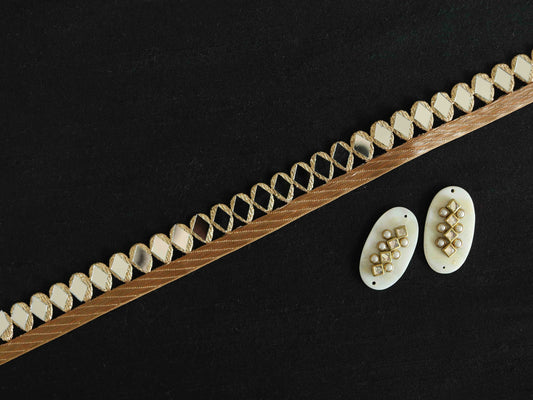 Cutwork Mirror Embroidered Fringe Trim,Handmade Diamond Mirror Indian Border,Bridal Mirror Lace,Mirror Saree Border,Price/mtr