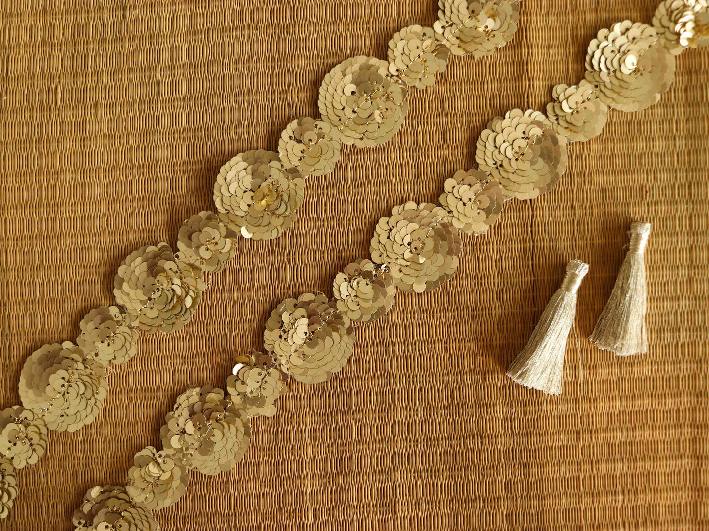 Gold Sequin Floral Embroidered Trim,Cutwork Floral Sequin Border,Gold Sequin Lace,Indian Fabric Gold Saree Border,Price/mtr