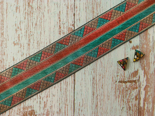 Teal Peach Geometric Jacquard Trim,Blue Pink Brocade Border,Indian Brocade Lace,Boho Teal Saree Border,Price/mtr