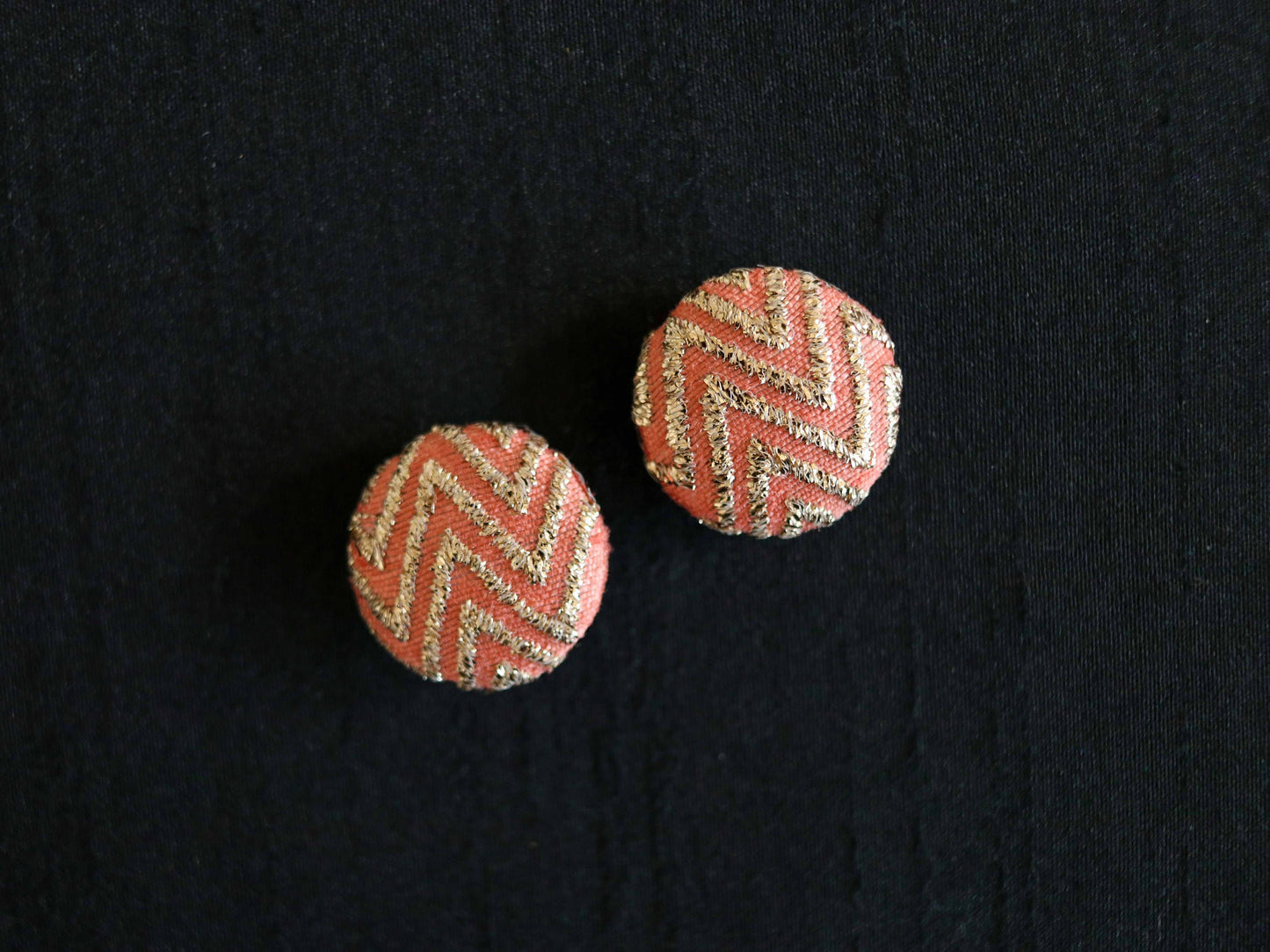 Peach Gold Brocade Fabric Button, Handmade Woven Button, Peach Gold Charm,Pink Gota Button Charm, Sherwani Wedding Button, 2 pcs