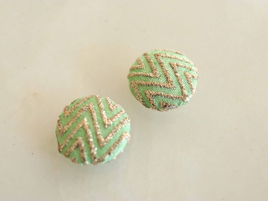 Green Gold Brocade Fabric Button,Handmade Woven Button,Mint Green Gold Charm,Green Gota Button Charm,Sherwani Wedding Button,2 pcs