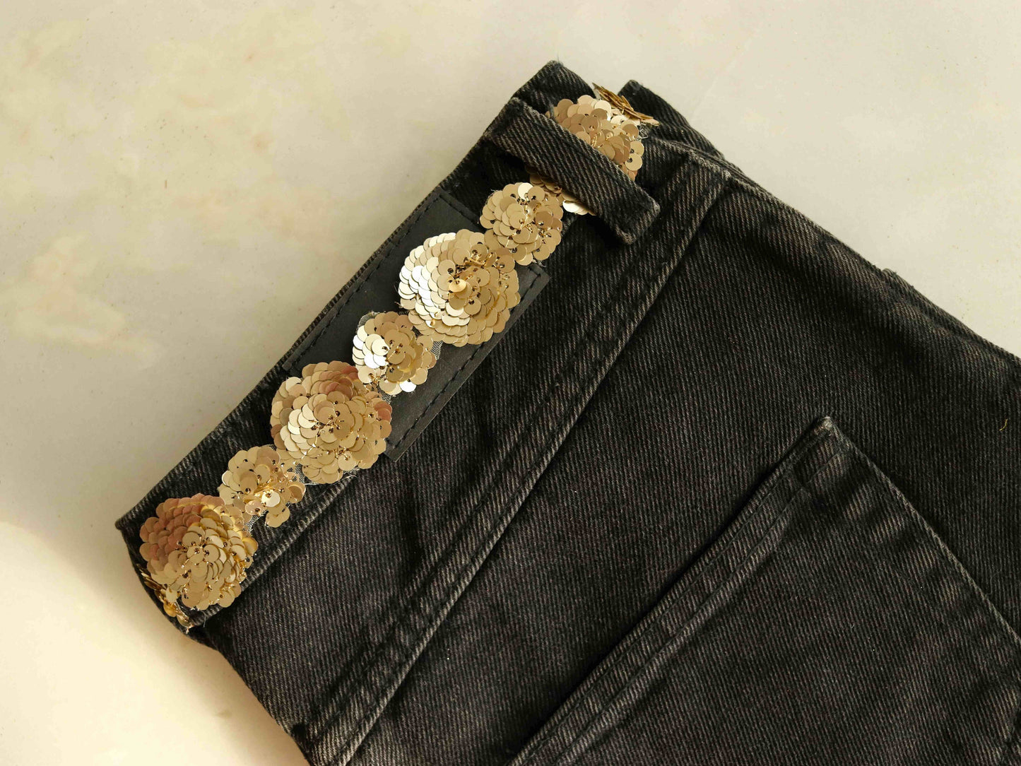 Gold Sequin Floral Embroidered Trim,Cutwork Floral Sequin Border,Gold Sequin Lace,Indian Fabric Gold Saree Border,Price/mtr