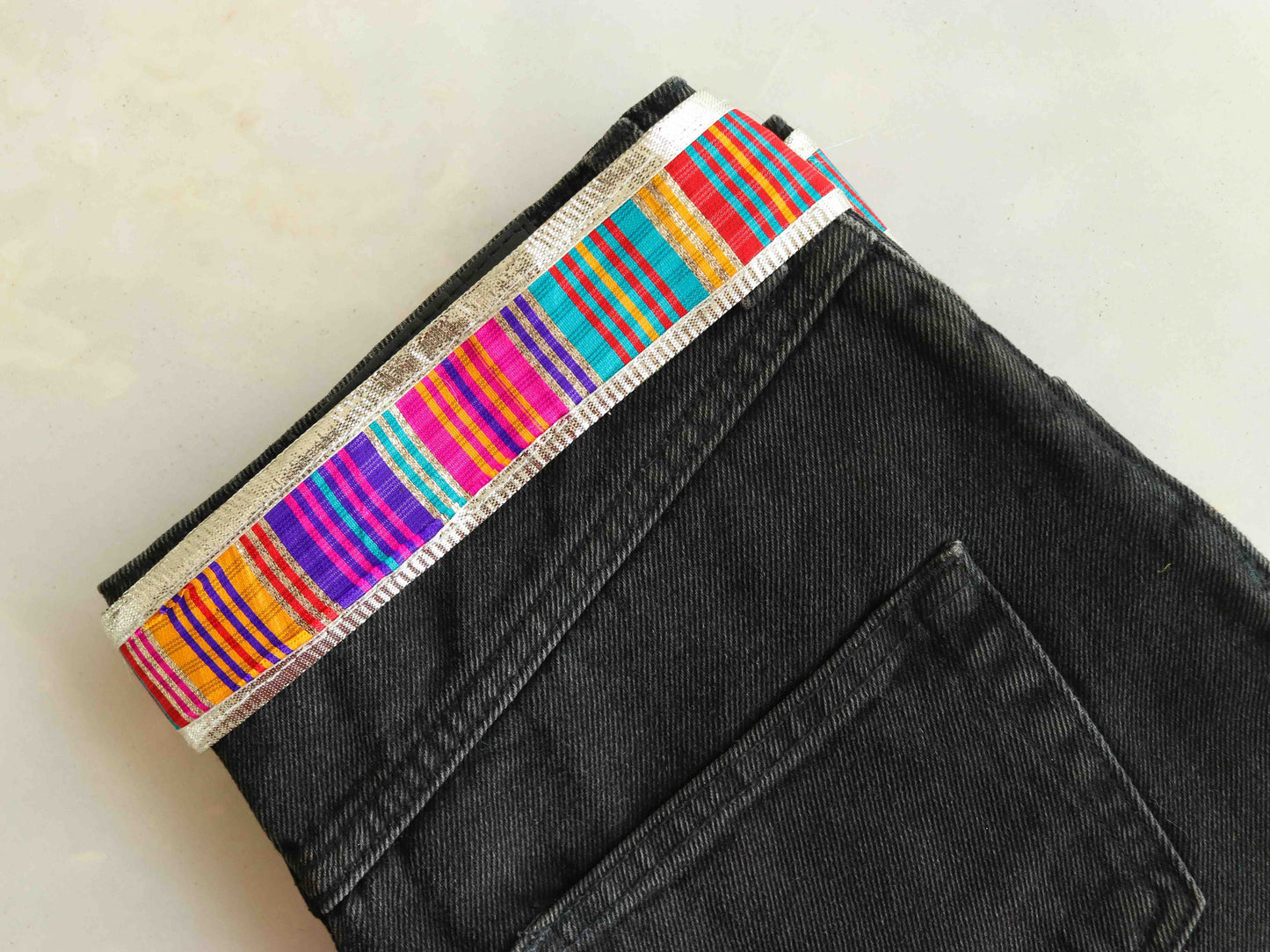 Multicolour Silver Gold Stripe Trim,Rainbow Festive Printed Border,Boho Pride Designer Bridal Lace,Stripe Gota Saree Border,Price/mtr