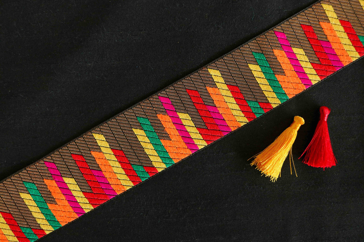 Brown Multicolour Stripe Jacquard Trim,Indian Brocade Border,Stripe Bar Graph Bargello Lace,Quirky Saree Border,Indian Fabric Trim,Price/mtr