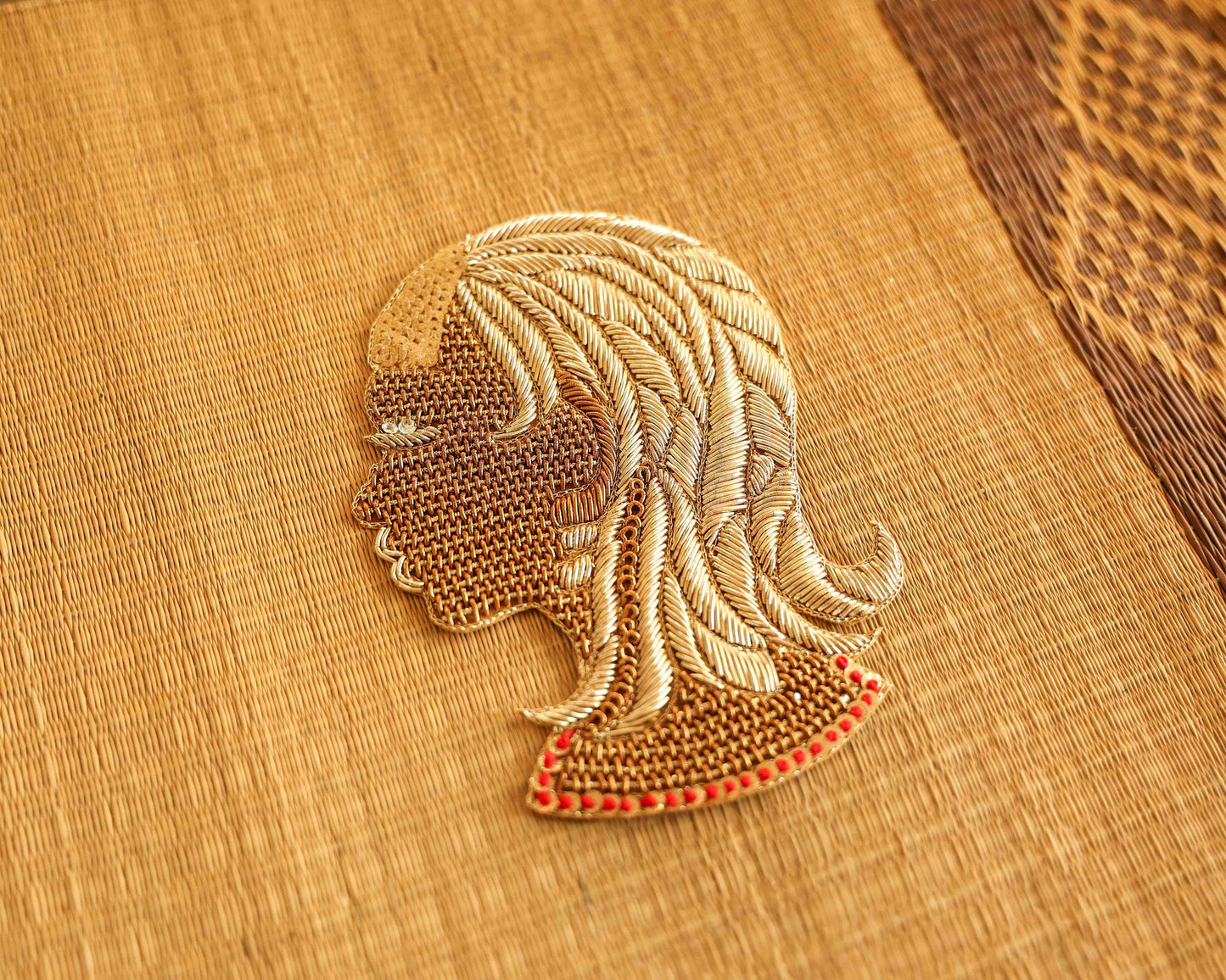 Virgo Zodiac Gold Embroidered Patch,Handmade applique, Sun Sign Patch,Star Sign Applique, Virgin Maiden Zodiac Patch,DIY Patch