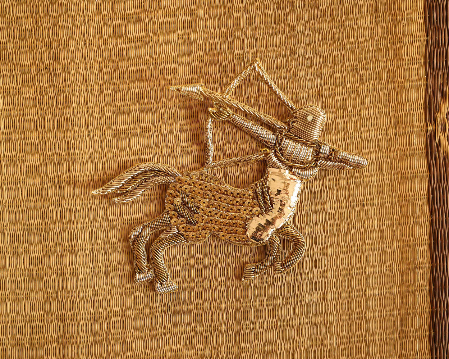 Sagittarius Zodiac Gold Embroidered Patch,Handmade applique, Sun Sign Patch,Star Sign Applique, Centaur Archer Bow Arrow Patch,DIY Patch