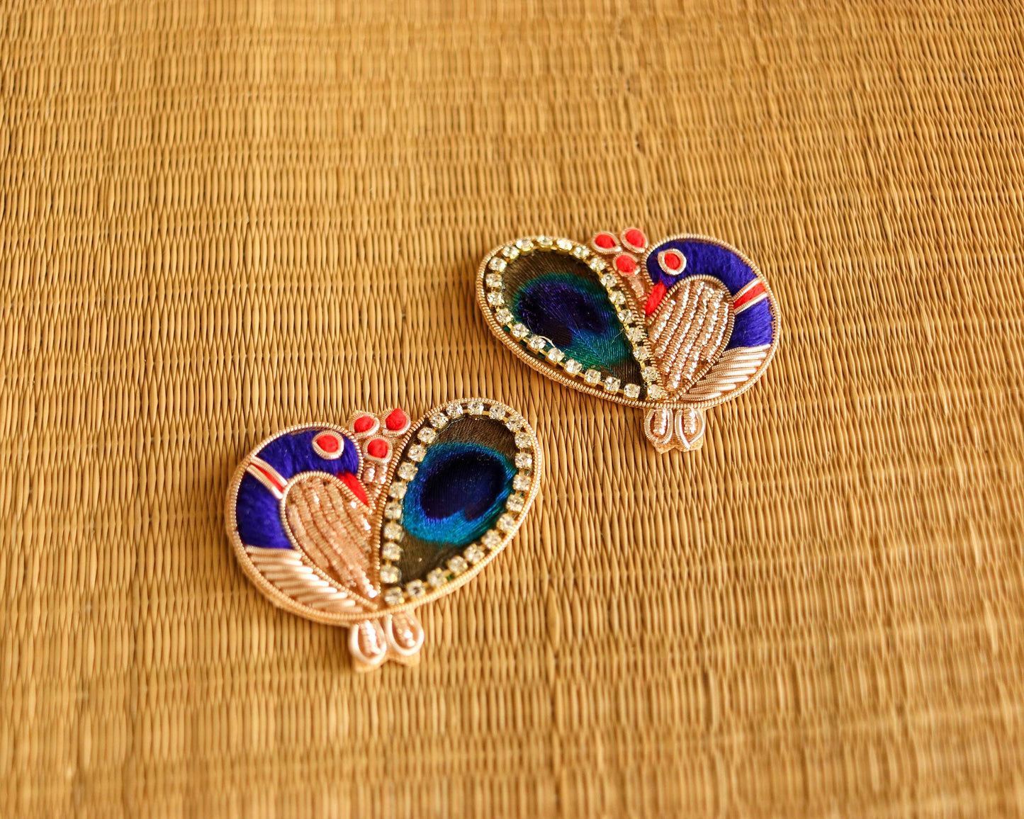 Colourful peacock embroidered patch,Handmade peacock sequin applique, Indian bird patch,Sew on Applique,DIY Patch