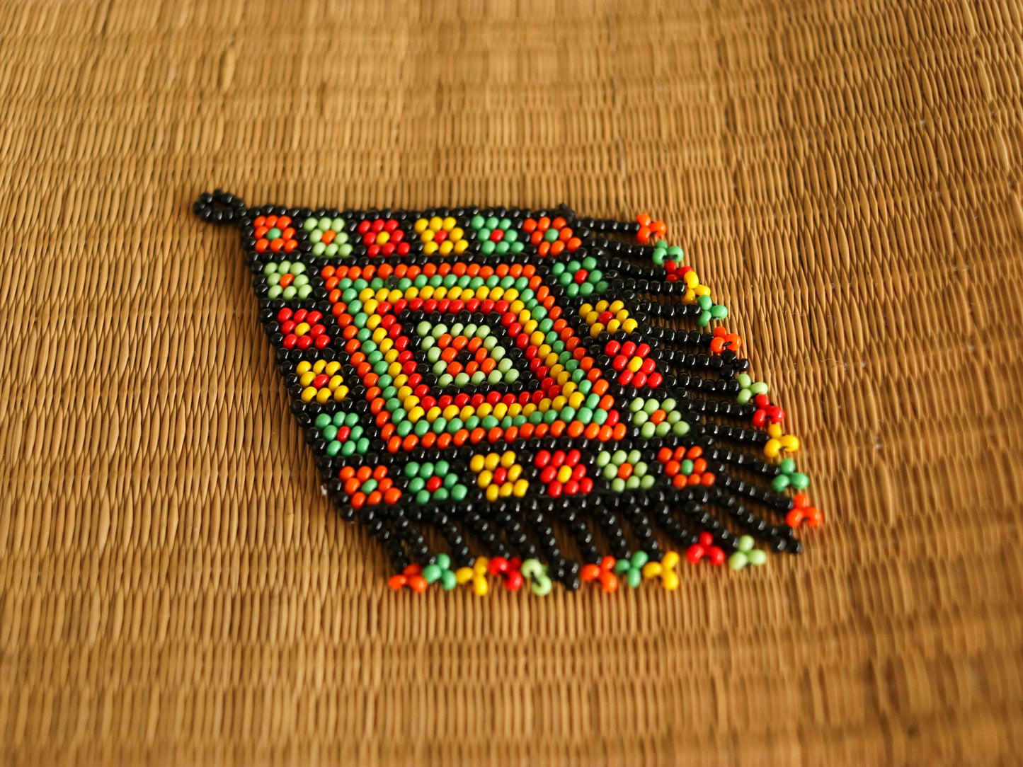 Boho Black Kutchi Beaded Patch,Handmade Seed Bead Applique,Boho Tribal Beaded Patch,Kuchi Sindhi Mexican Patch,Native American Patch