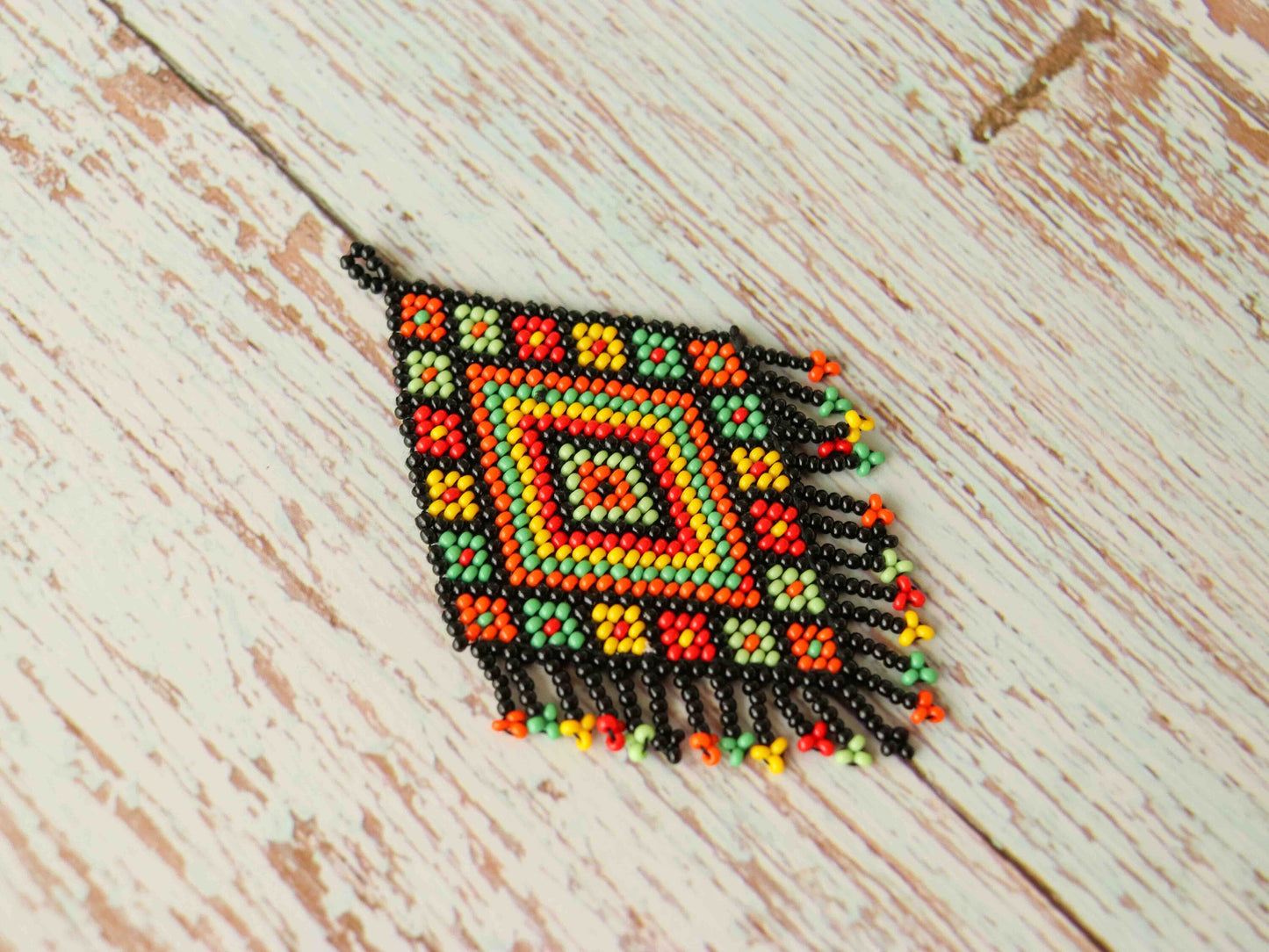 Boho Black Kutchi Beaded Patch,Handmade Seed Bead Applique,Boho Tribal Beaded Patch,Kuchi Sindhi Mexican Patch,Native American Patch