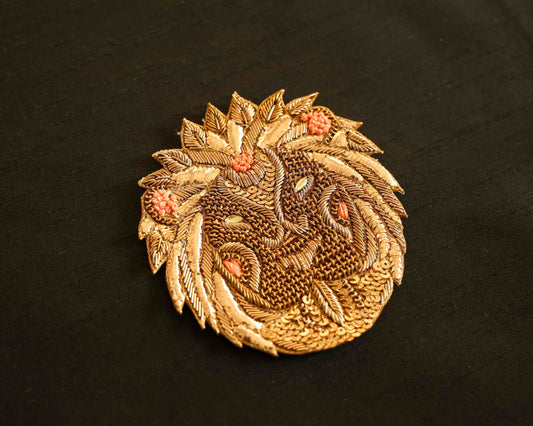 Leo Zodiac Gold Embroidered Patch,Handmade applique, Sun Sign Patch,Star Sign Applique, Lion Animal Patch,DIY Patch