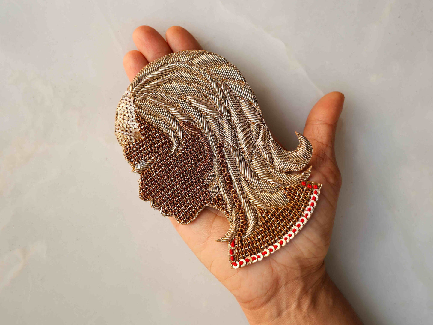 Virgo Zodiac Gold Embroidered Patch,Handmade applique, Sun Sign Patch,Star Sign Applique, Virgin Maiden Zodiac Patch,DIY Patch