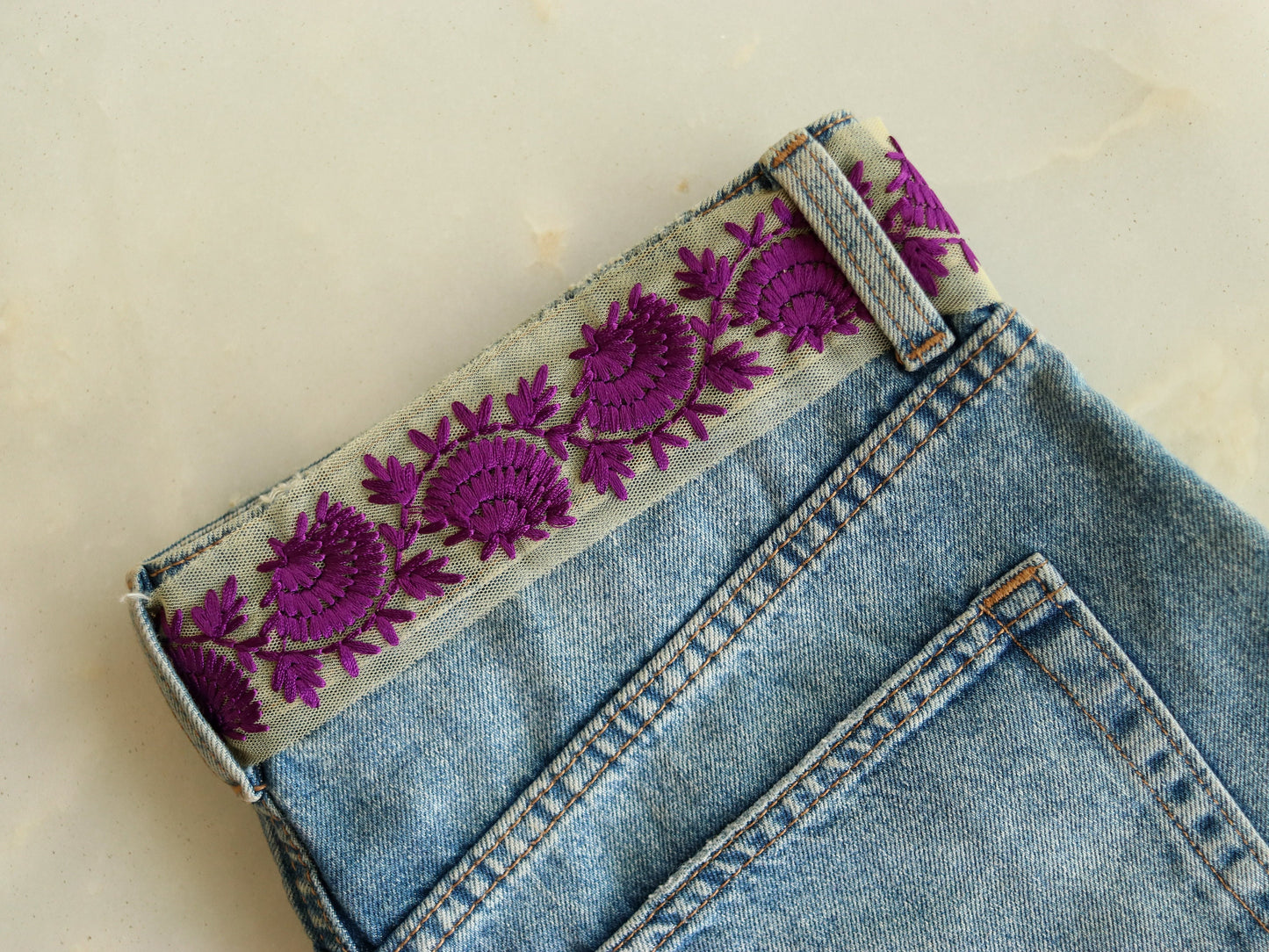 Purple Floral Embroidered Net Trim,Purple Floral Net Border,Purple Floral Lace,Indian Fabric Trim,Saree Border,Price/mtr