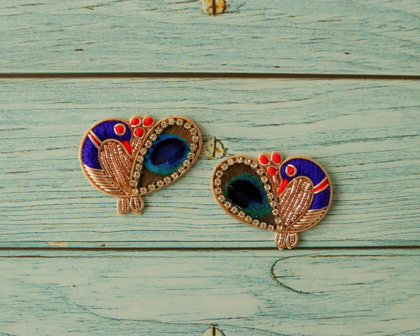 Colourful peacock embroidered patch,Handmade peacock sequin applique, Indian bird patch,Sew on Applique,DIY Patch