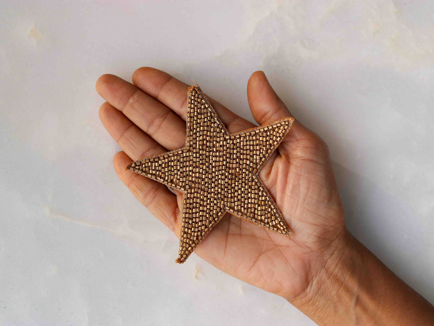 Golden Star butti embroidered patch, Handmade gold beaded applique Butta, Gold Christmas star patch, DIY Patch