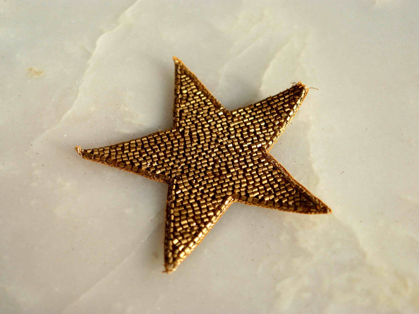 Golden Star butti embroidered patch, Handmade gold beaded applique Butta, Gold Christmas star patch, DIY Patch