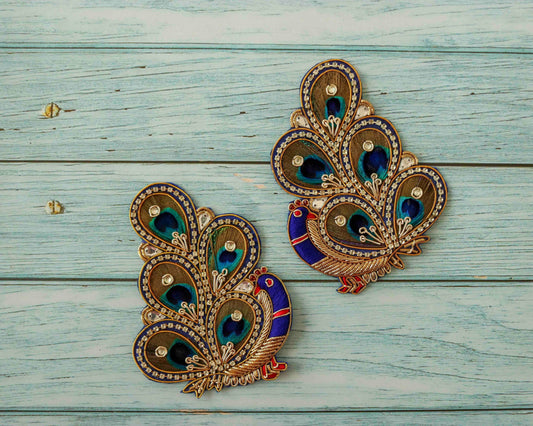 Boho peacock embroidered patch,Handmade peacock design applique, Indian bird patch,Sew on Applique, DIY Patch