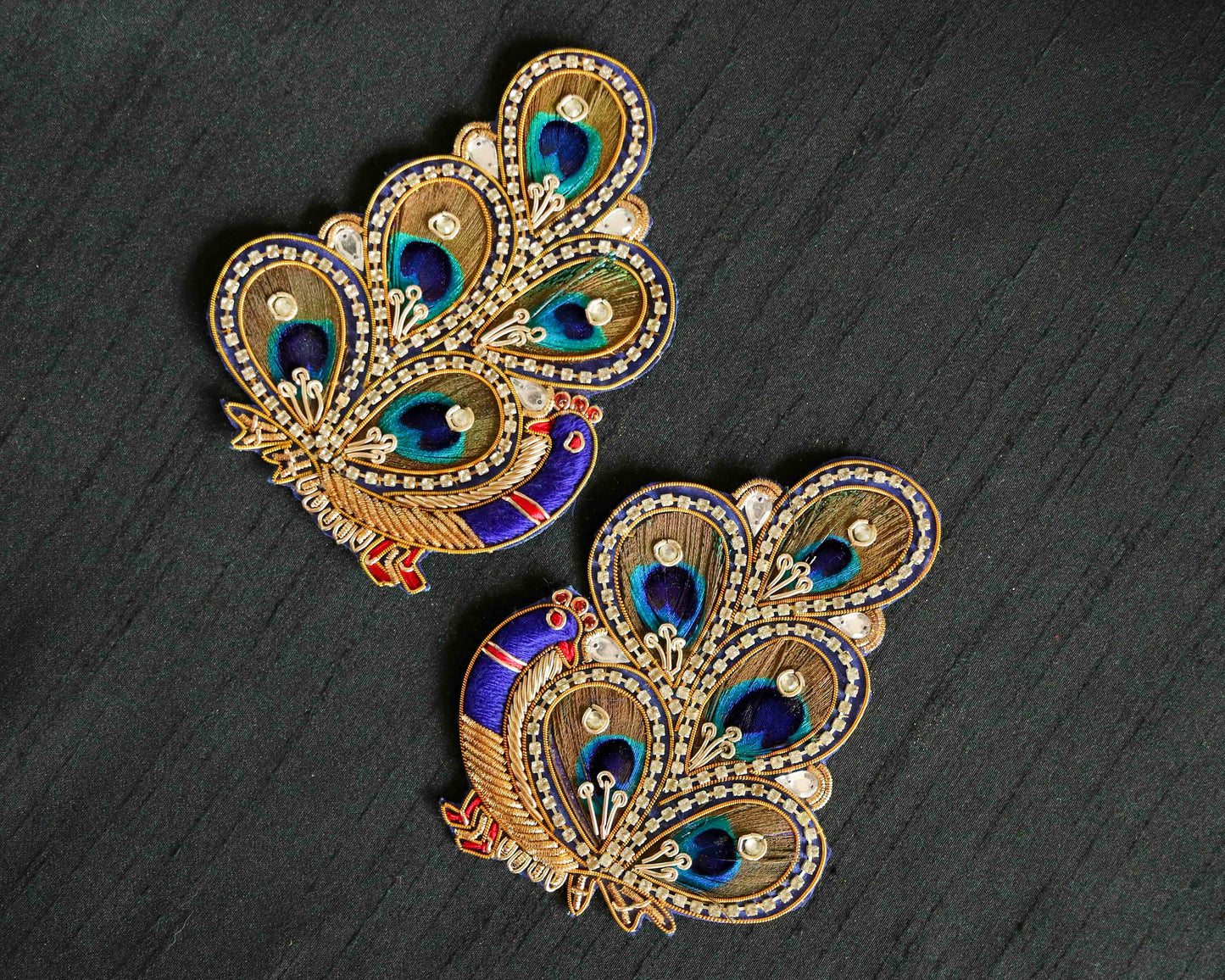 Boho peacock embroidered patch,Handmade peacock design applique, Indian bird patch,Sew on Applique, DIY Patch